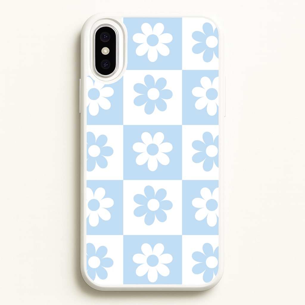 Checkered Flowers Blue - Spring Phone Case for iPhone XS Max