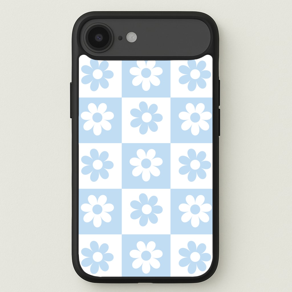 Checkered Flowers Blue Phone Case for iPhone 17 Air