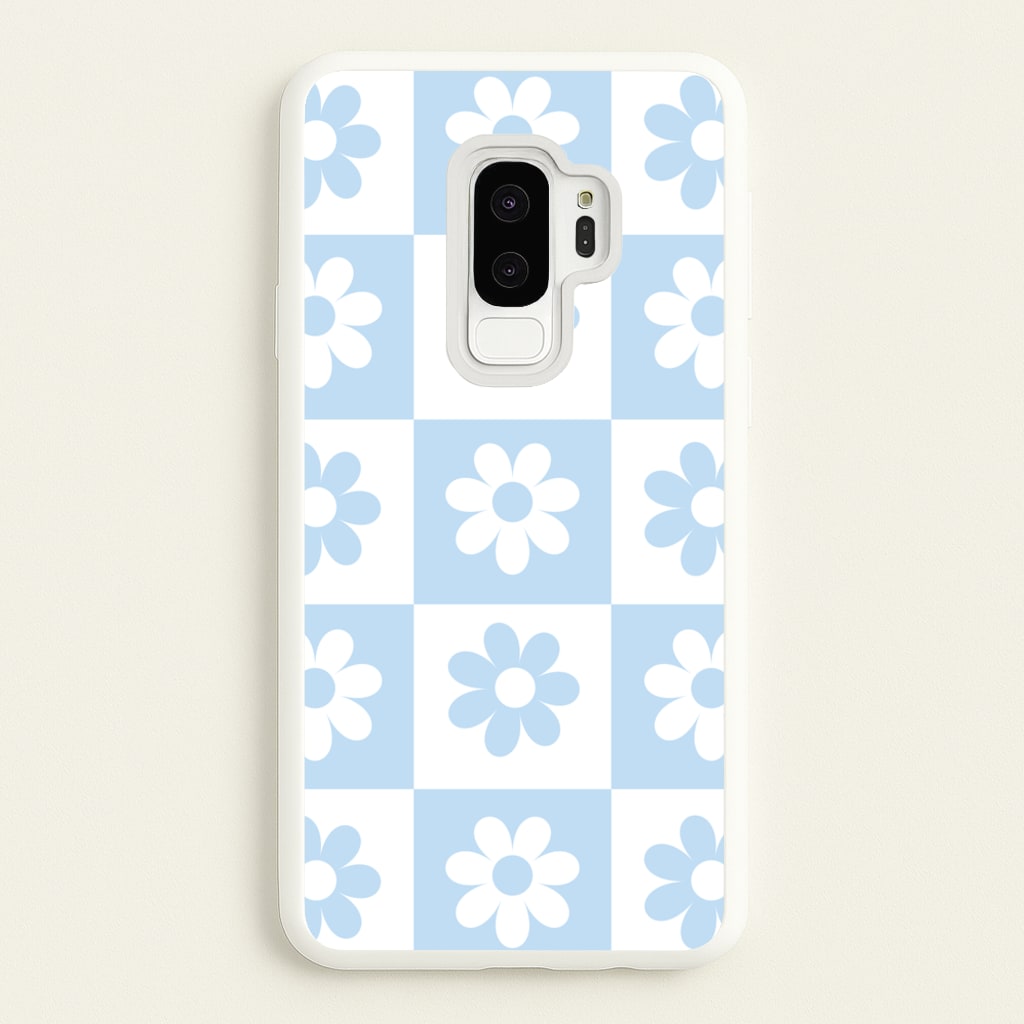 Checkered Flowers Blue - Spring Phone Case for Galaxy S9 Plus