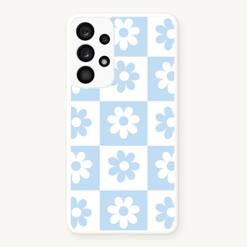 Checkered Flowers Blue - Spring Phone Case for Galaxy A53