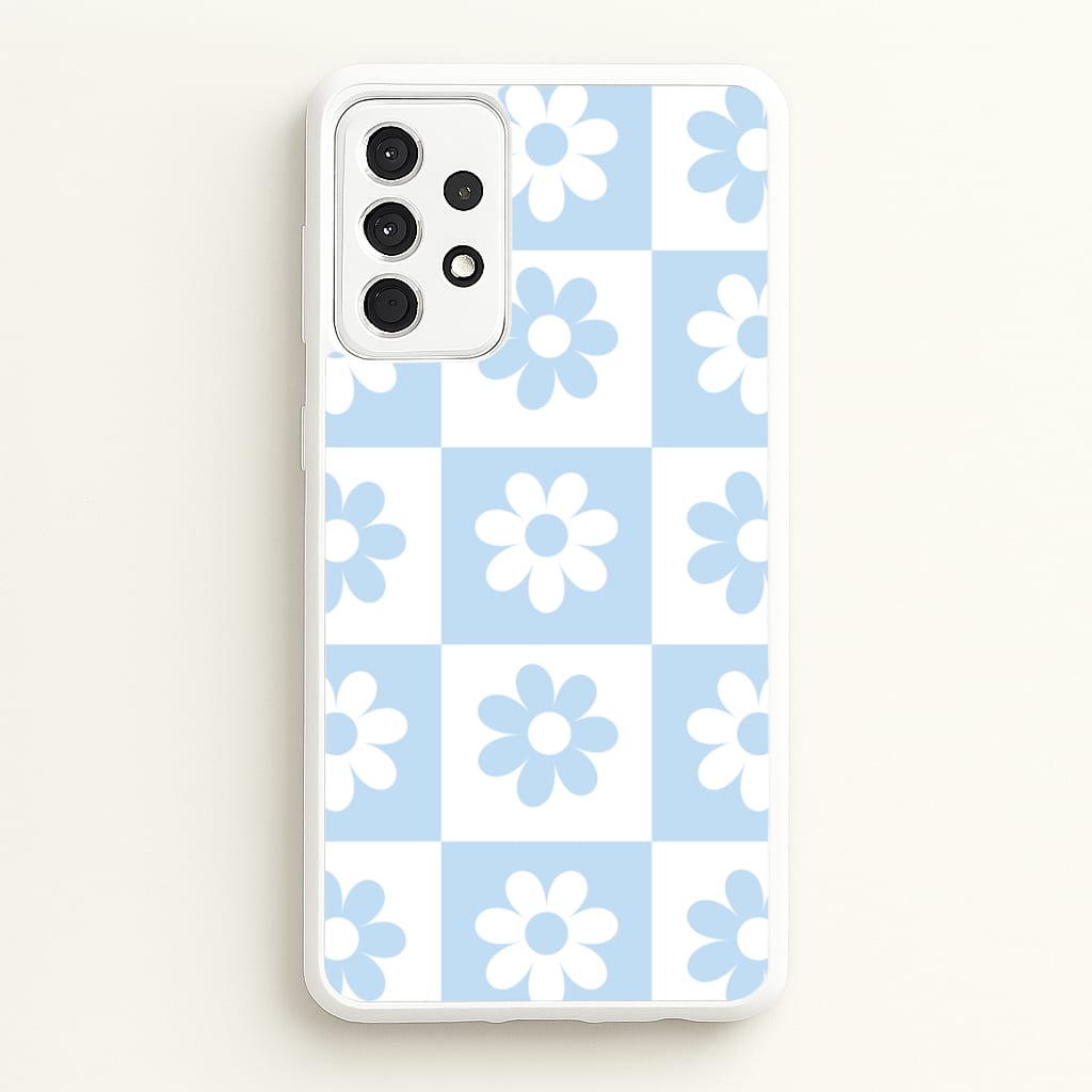 Checkered Flowers Blue - Spring Phone Case for Galaxy A52 / A52s