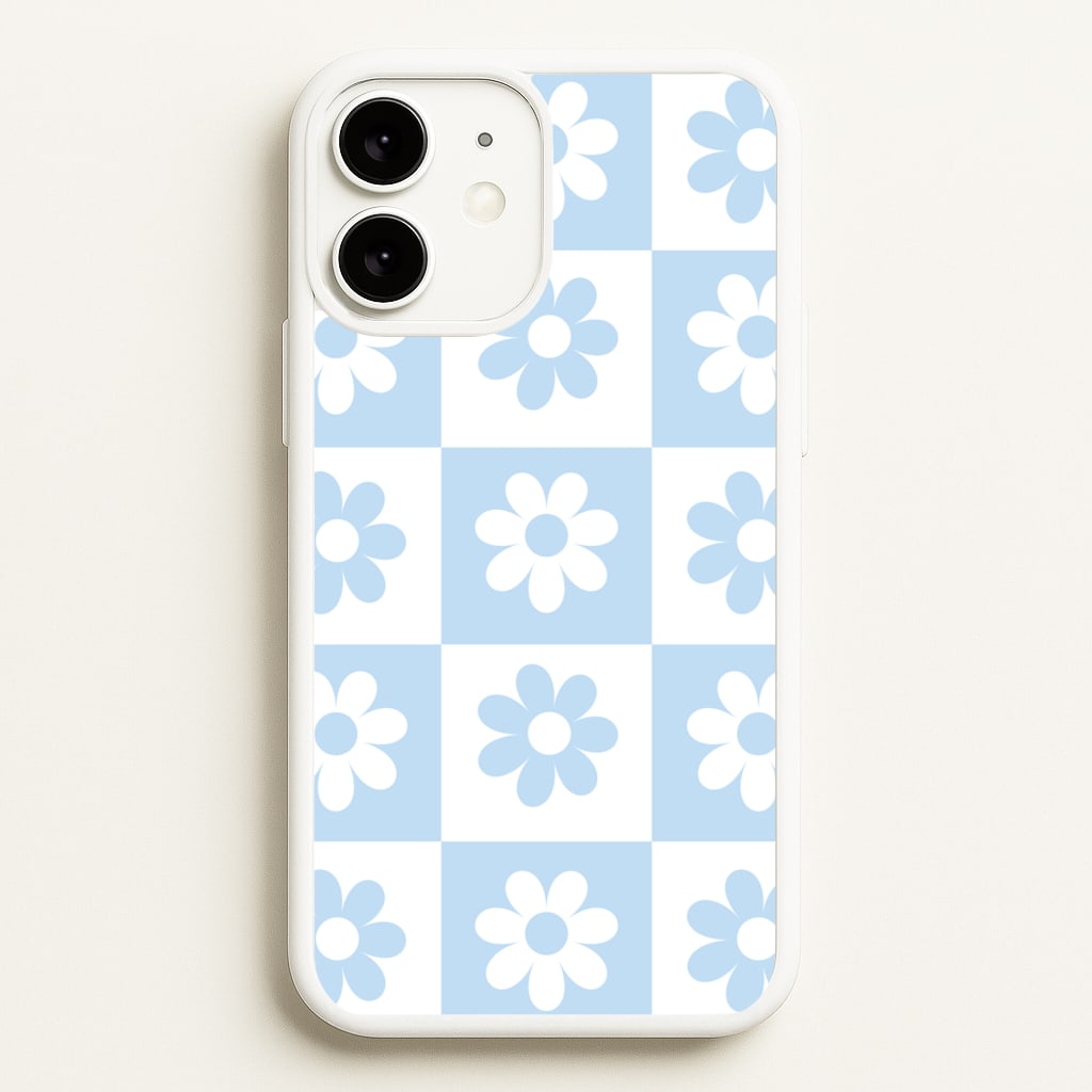 Checkered Flowers Blue - Spring Phone Case for iPhone 11