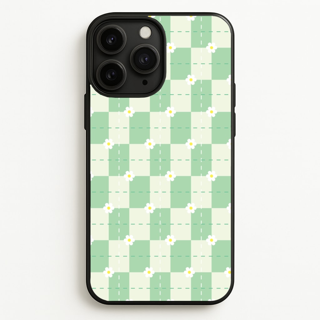 Green Plaid Daisies - Spring Phone Case for iPhone 11 Pro Max