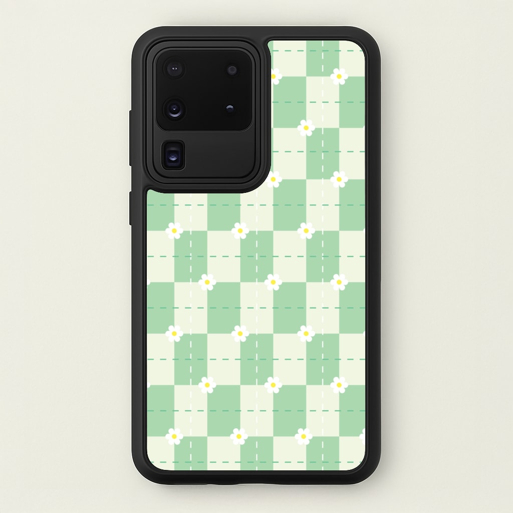 Green Plaid Daisies - Spring Phone Case for Galaxy S20 Ultra