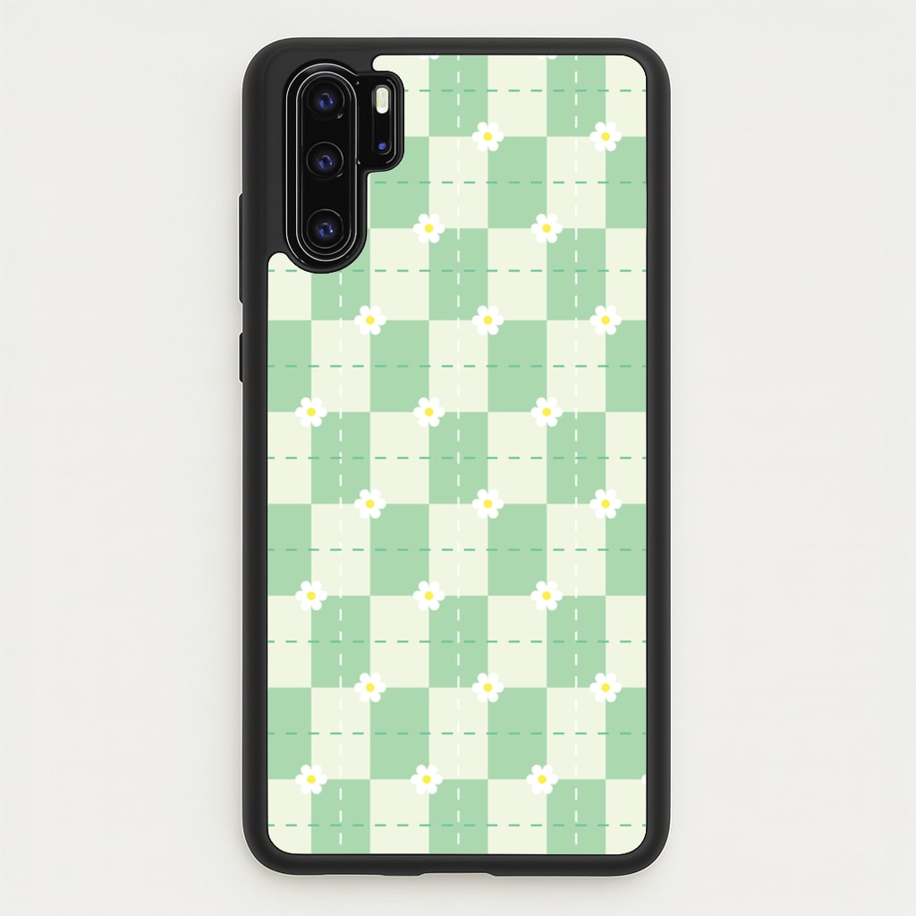 Green Plaid Daisies - Spring Phone Case for Huawei P30 Pro