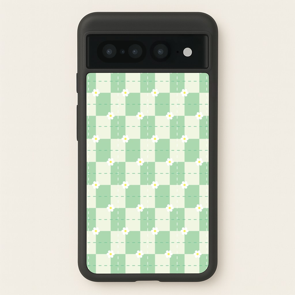 Green Plaid Daisies - Spring Phone Case for Google Pixel 7 Pro