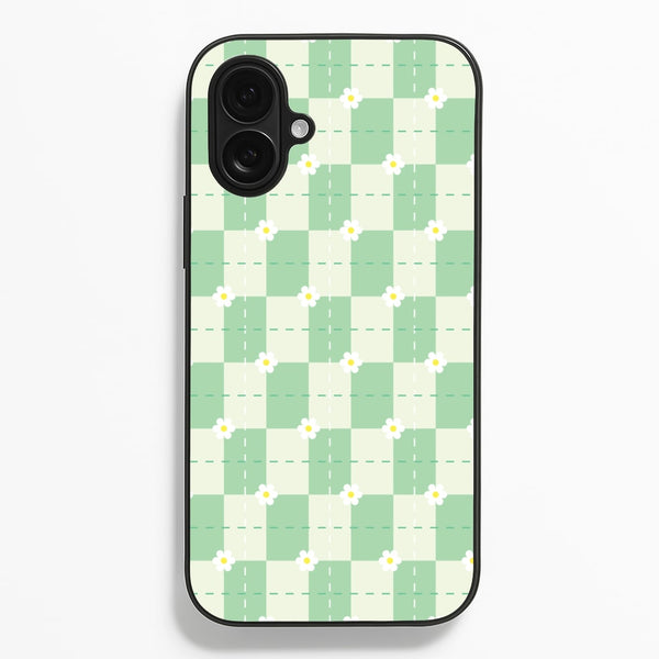 Green Plaid Daisies - Spring Phone Case for iPhone 16 Plus