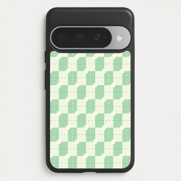 Green Plaid Daisies Phone Case for Google Pixel 10 Pro XL