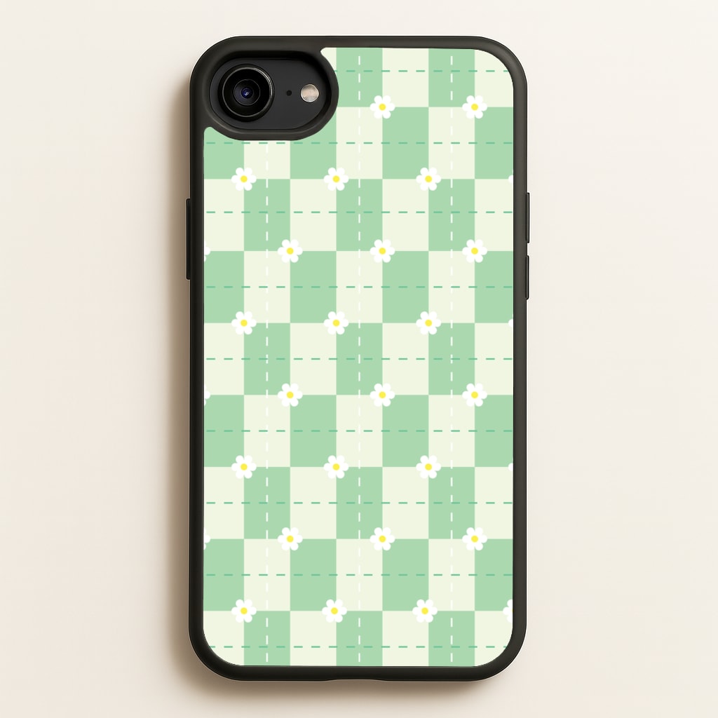 Green Plaid Daisies - Spring Phone Case for iPhone 6 / 7 / 8 / SE