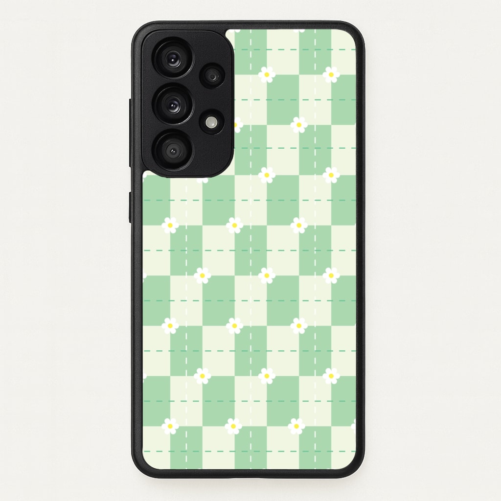 Green Plaid Daisies - Spring Phone Case for Galaxy A53
