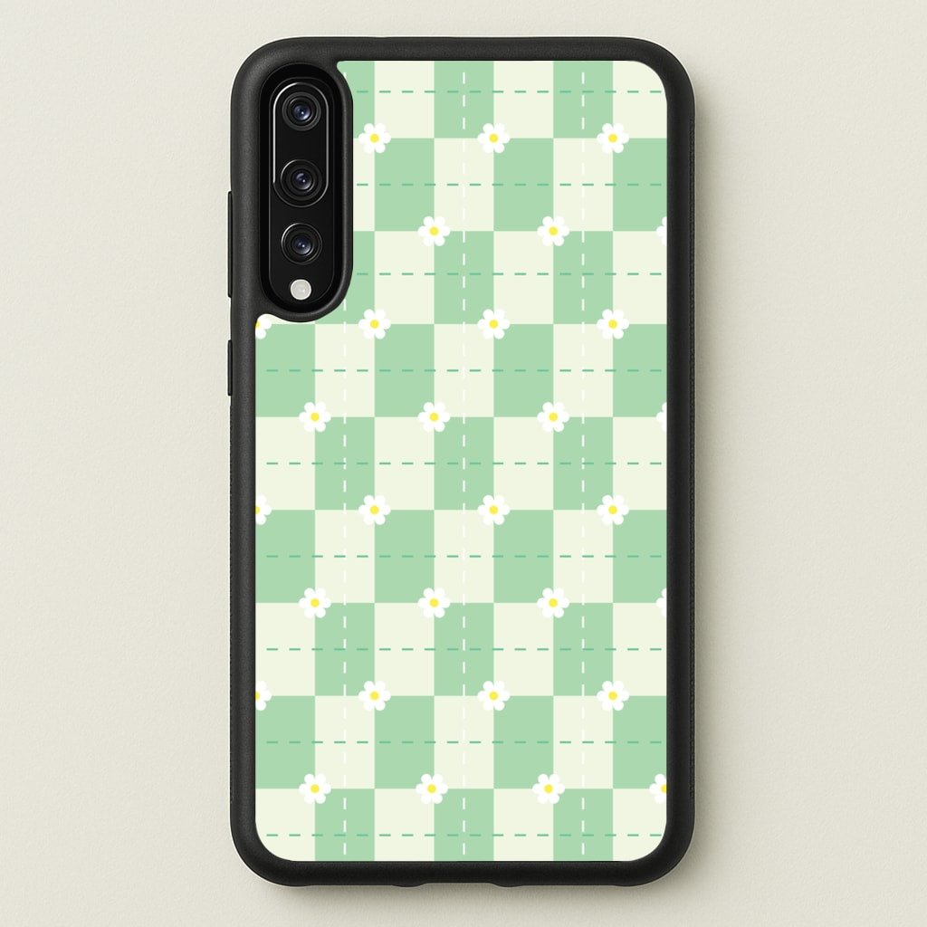 Green Plaid Daisies - Spring Phone Case for Huawei P20 Pro
