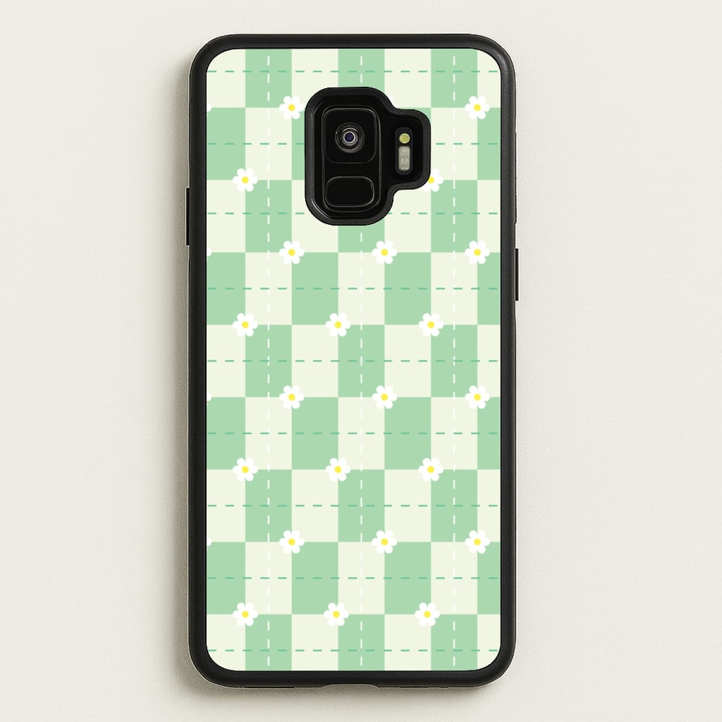 Green Plaid Daisies - Spring Phone Case for Galaxy S9