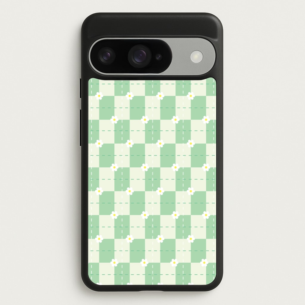 Green Plaid Daisies Phone Case for Google Pixel 10 / 10 Pro