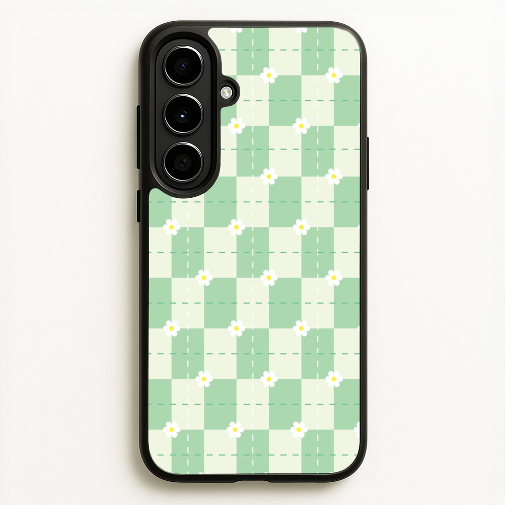Green Plaid Daisies - Spring Phone Case for Galaxy A56