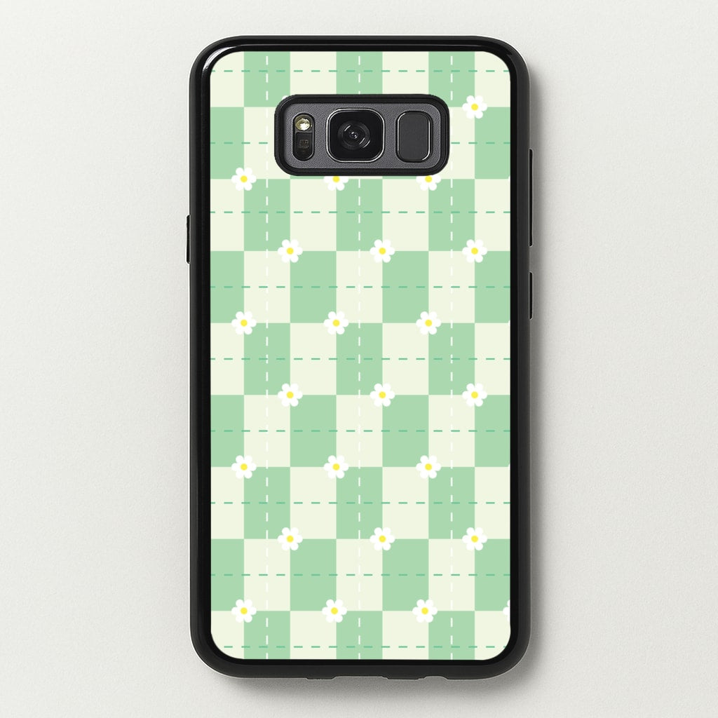 Green Plaid Daisies - Spring Phone Case for Galaxy S8 Plus