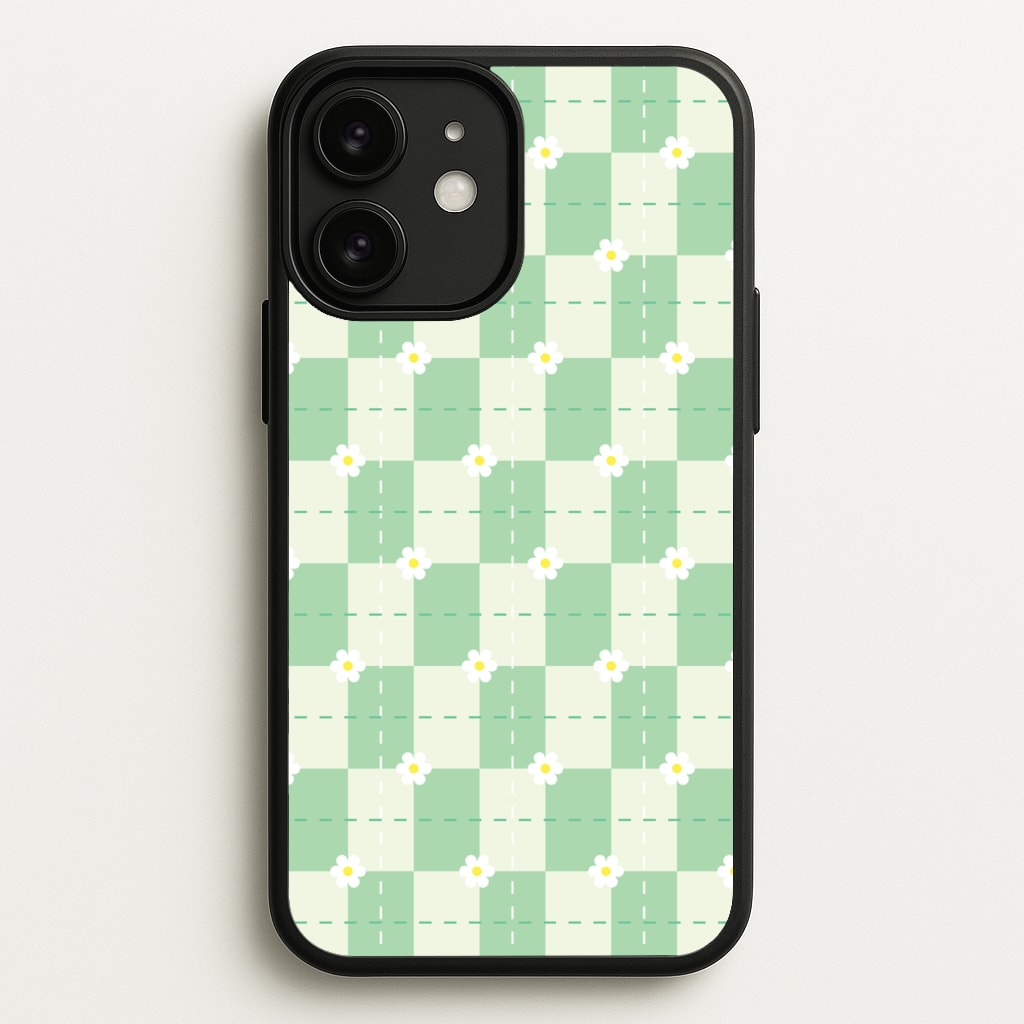 Green Plaid Daisies - Spring Phone Case for iPhone 11