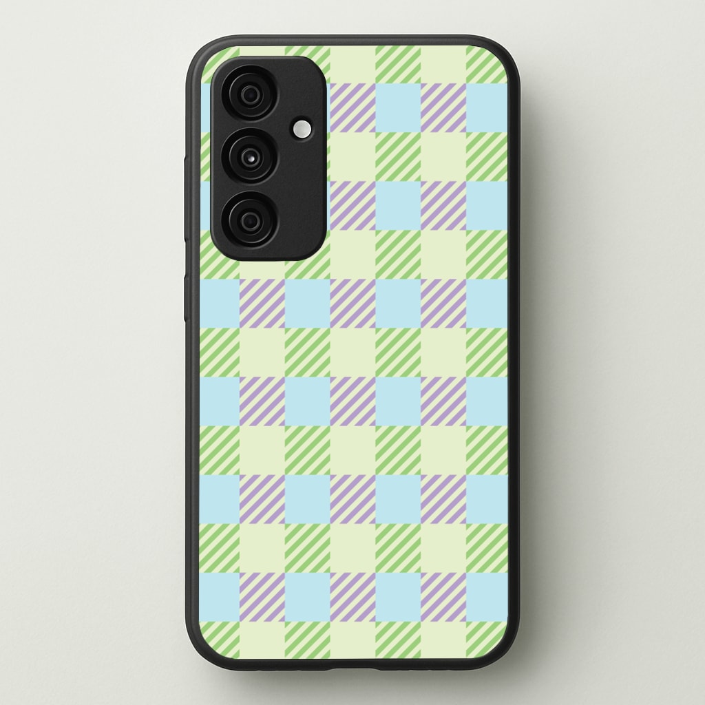Green And Purple Checkered - Spring Phone Case for Galaxy A55