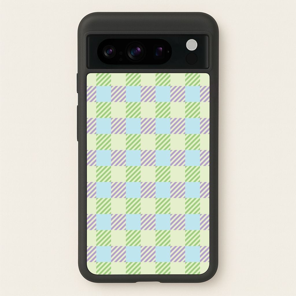 Green And Purple Checkered - Spring Phone Case for Google Pixel 8 Pro