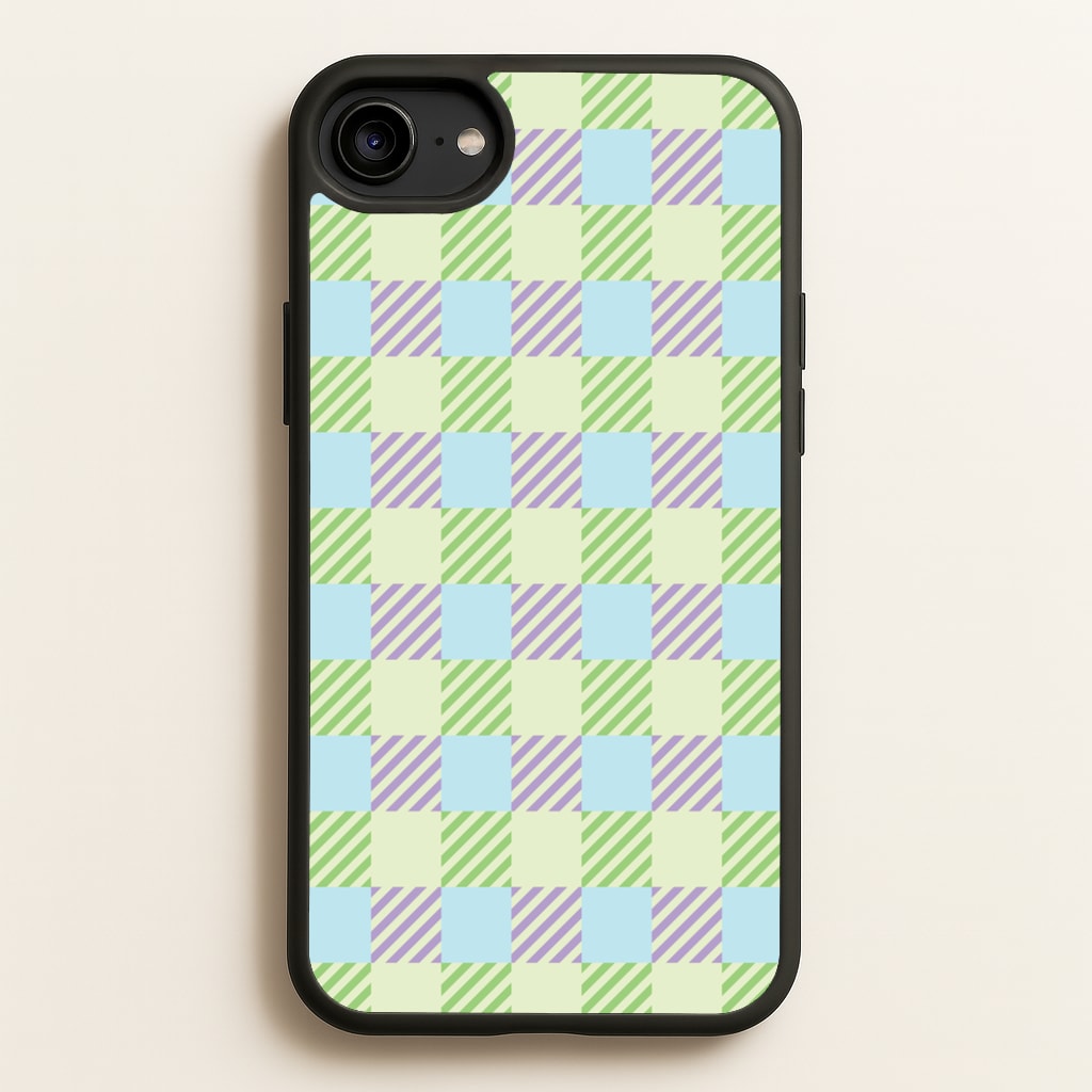 Green And Purple Checkered - Spring Phone Case for iPhone 6 / 7 / 8 / SE
