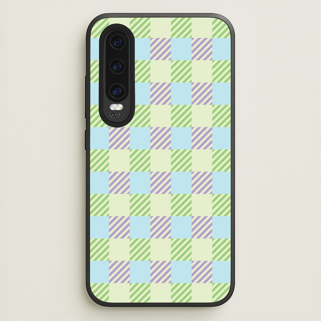 Green And Purple Checkered - Spring Phone Case for Huawei P30