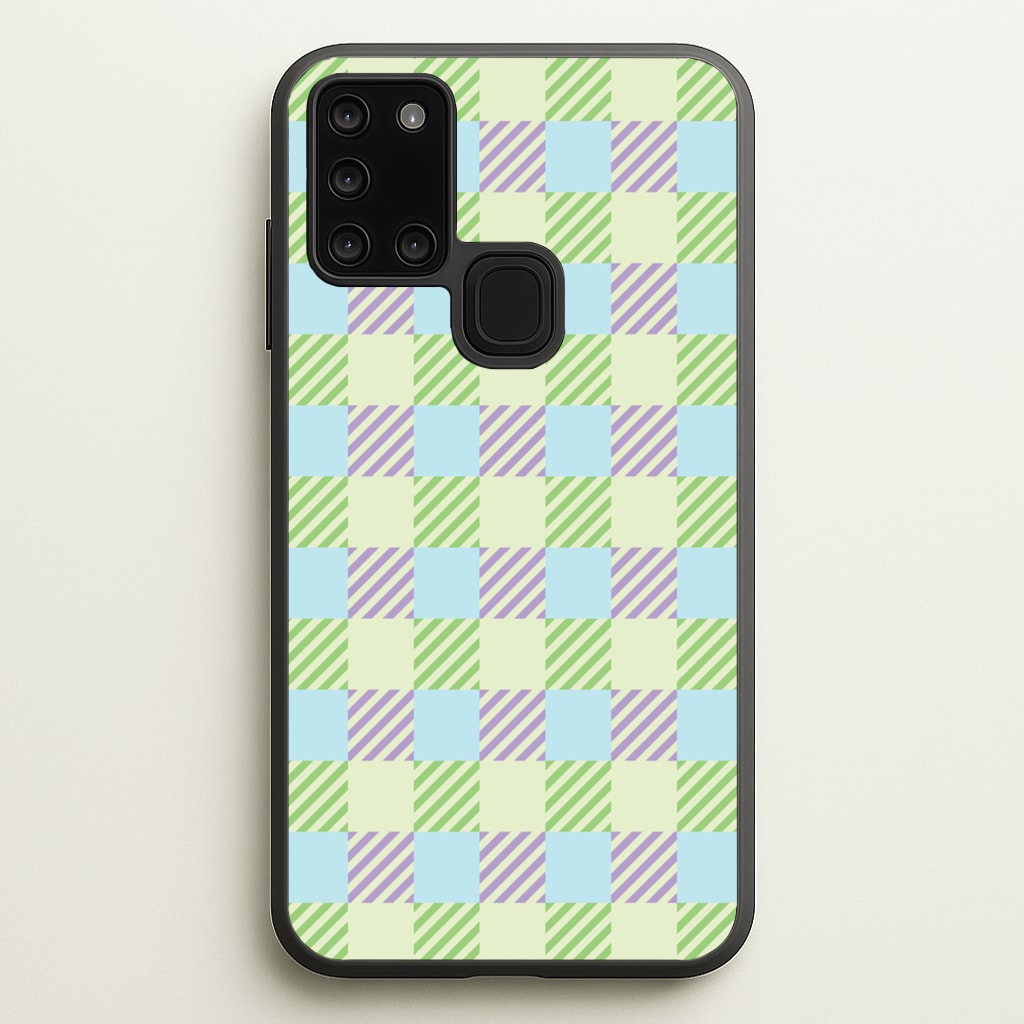 Green And Purple Checkered - Spring Phone Case for Galaxy A21s