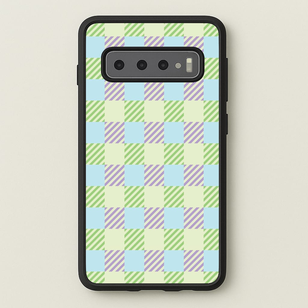 Green And Purple Checkered - Spring Phone Case for Galaxy S10 Plus