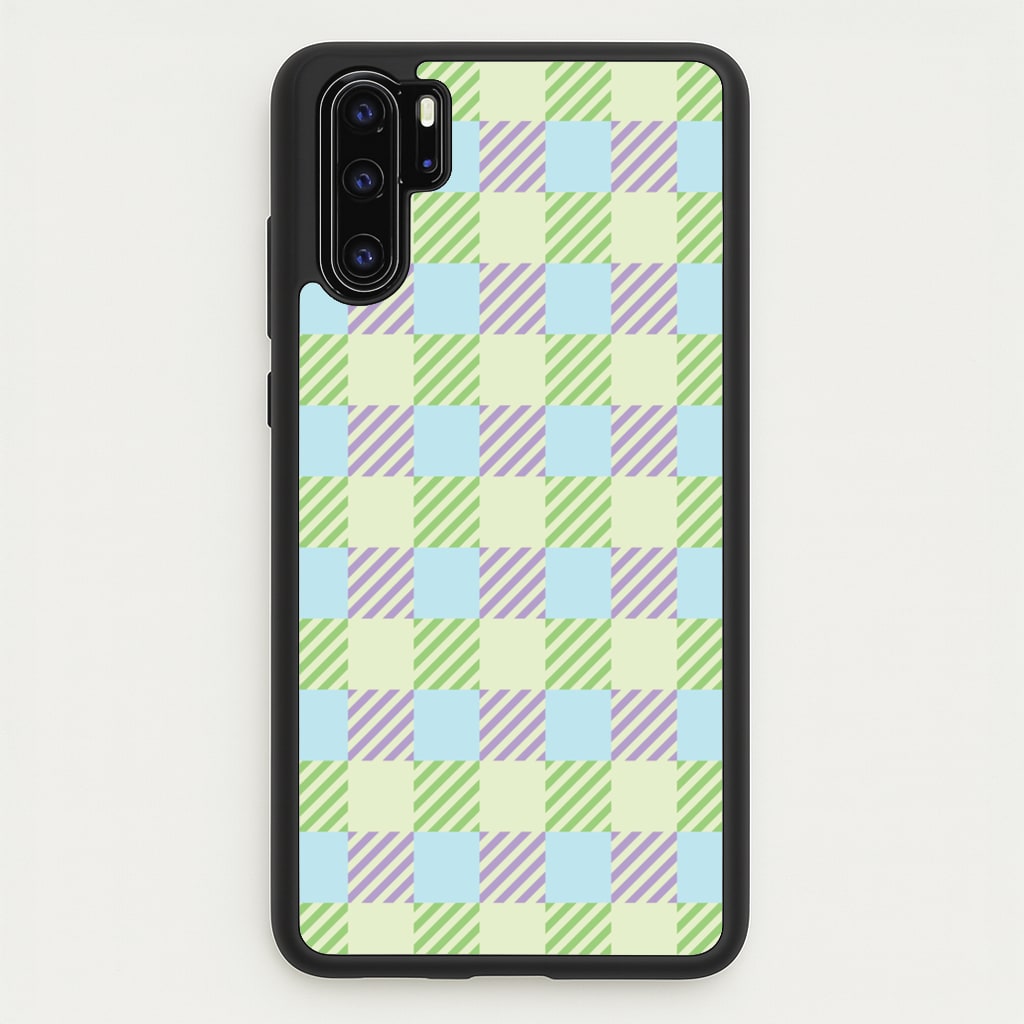 Green And Purple Checkered - Spring Phone Case for Huawei P30 Pro