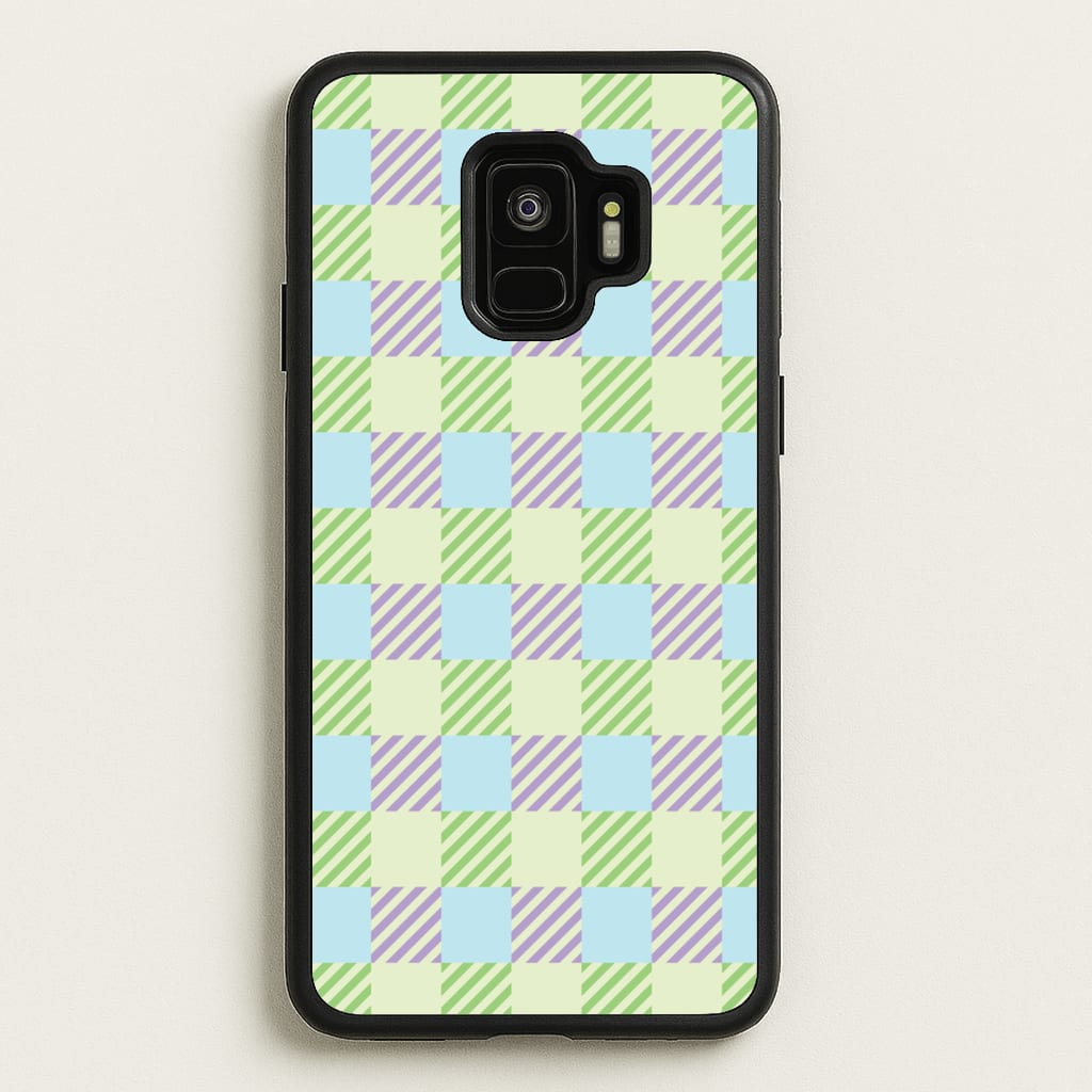 Green And Purple Checkered - Spring Phone Case for Galaxy S9