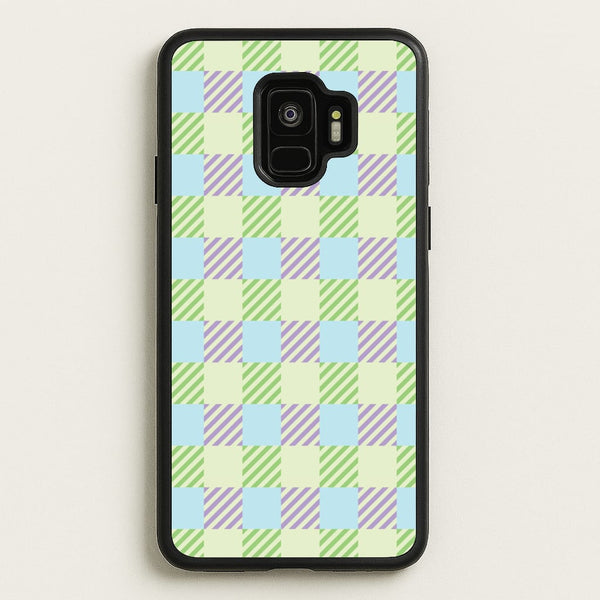 Green And Purple Checkered - Spring Phone Case for Galaxy S9