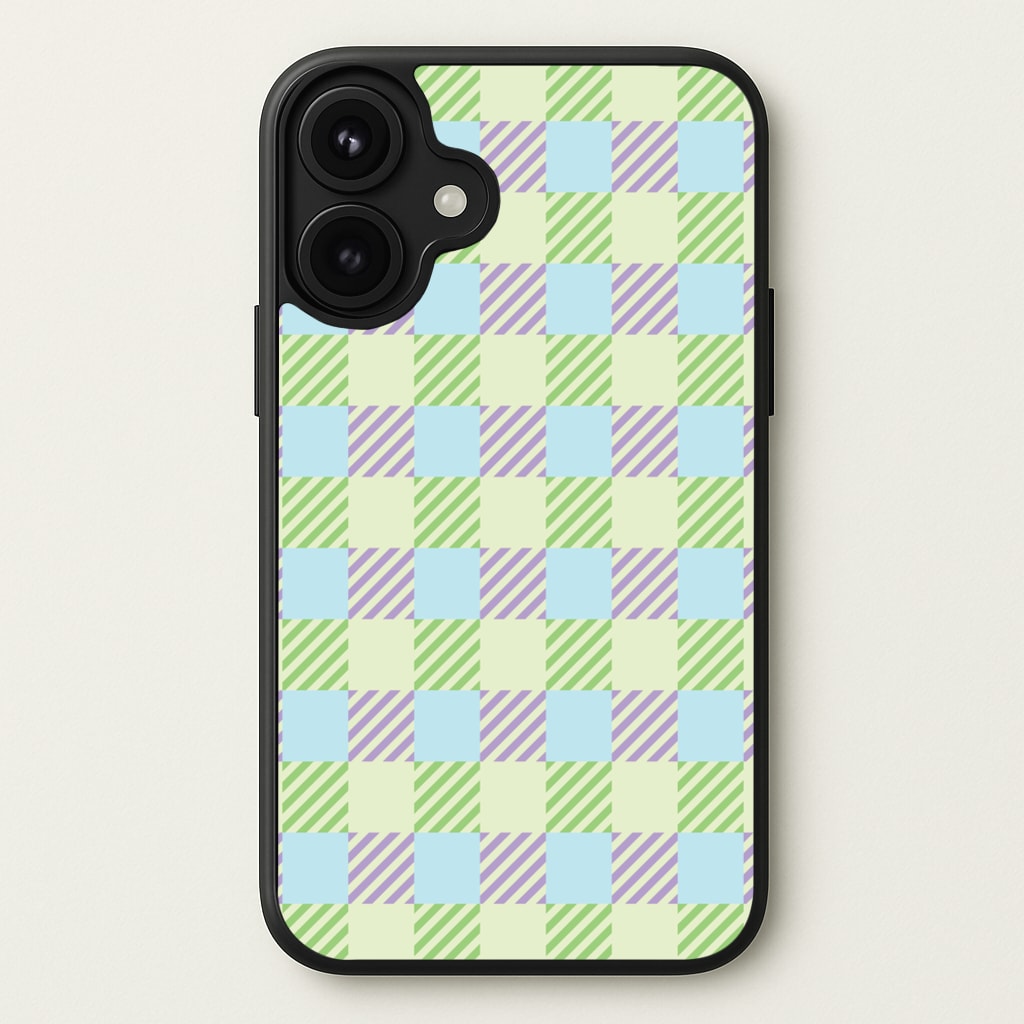 Green And Purple Checkered Phone Case for iPhone 17