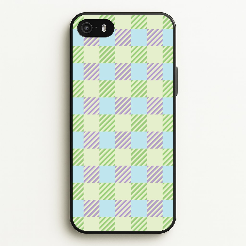 Green And Purple Checkered - Spring Phone Case for iPhone 5 / 5s / SE 2016