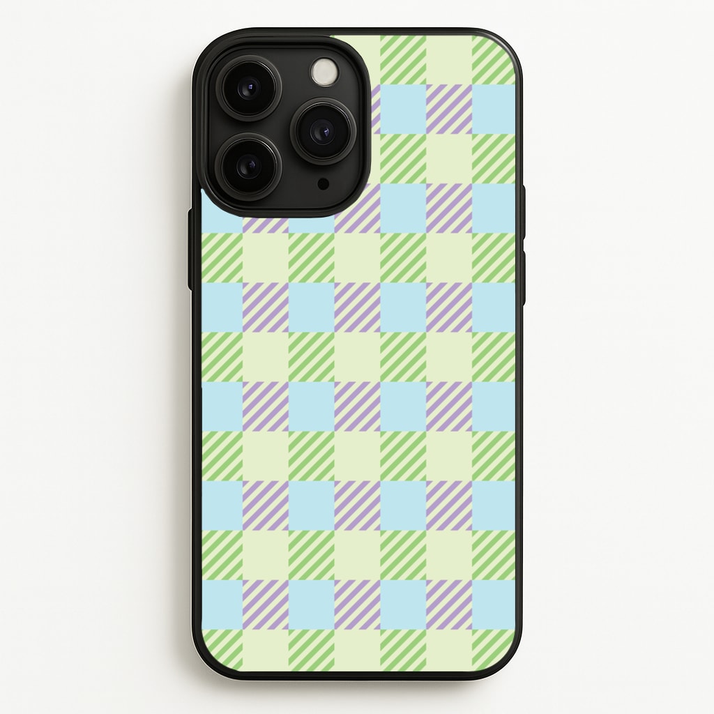 Green And Purple Checkered - Spring Phone Case for iPhone 11 Pro Max
