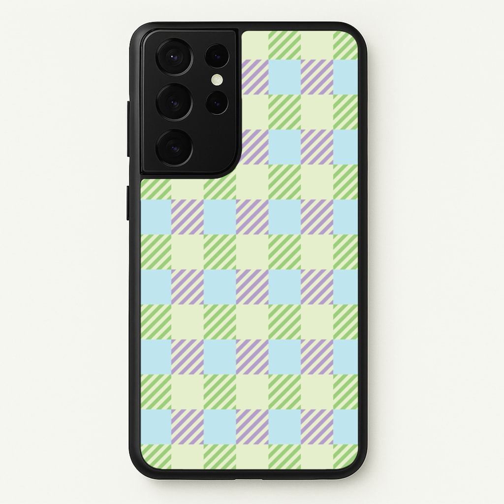 Green And Purple Checkered - Spring Phone Case for Galaxy S21 Ultra