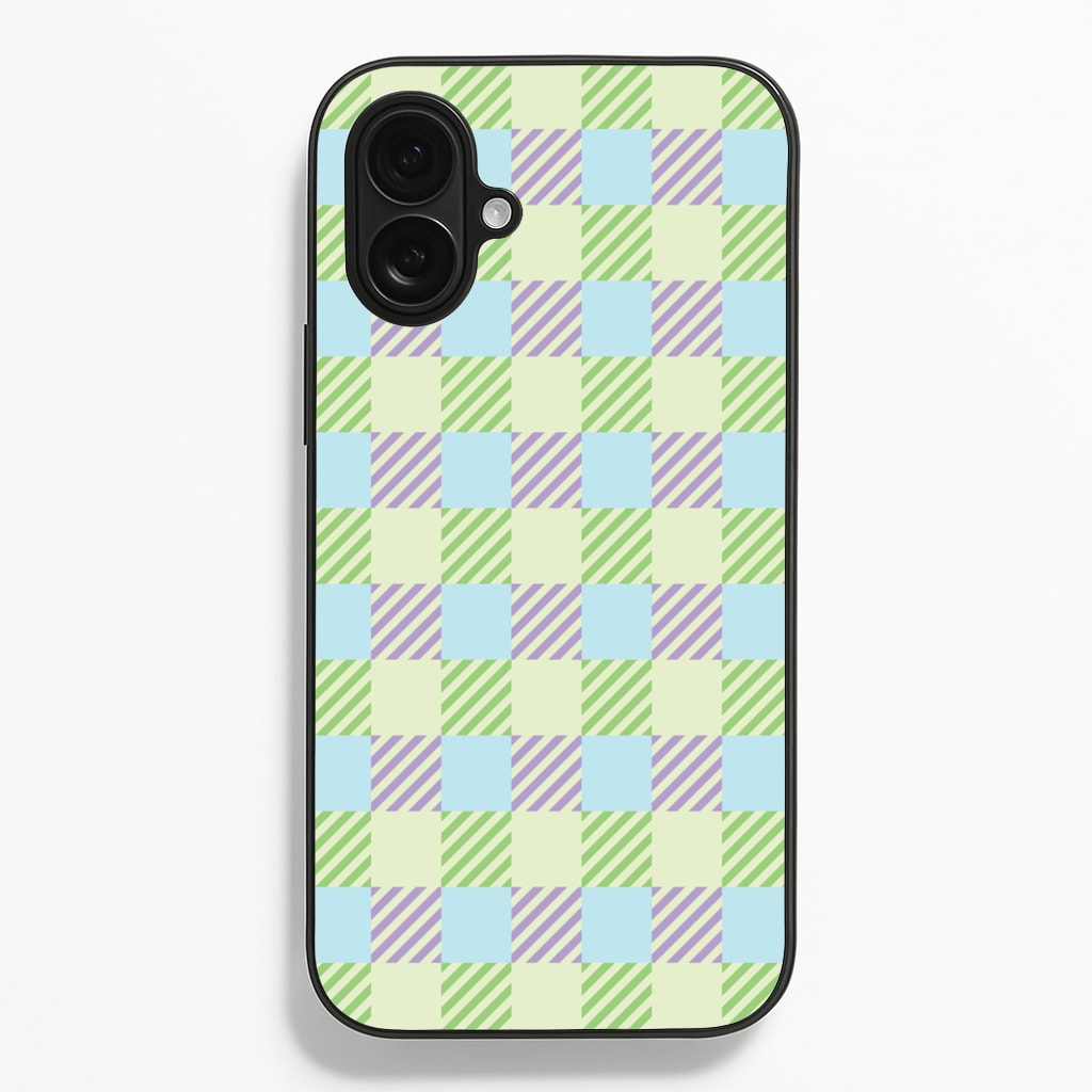 Green And Purple Checkered - Spring Phone Case for iPhone 16 Plus