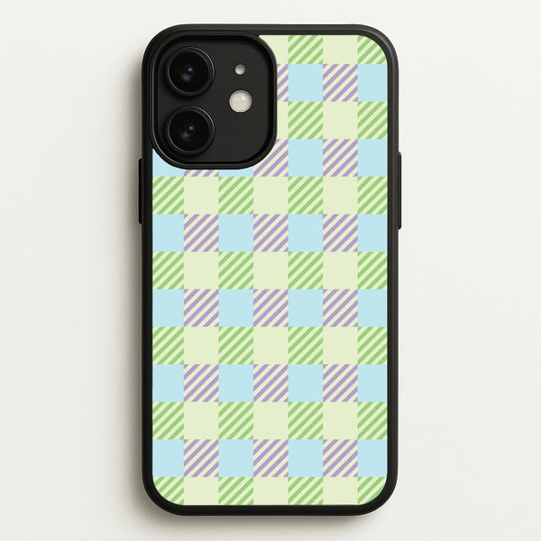Green And Purple Checkered - Spring Phone Case for iPhone 11