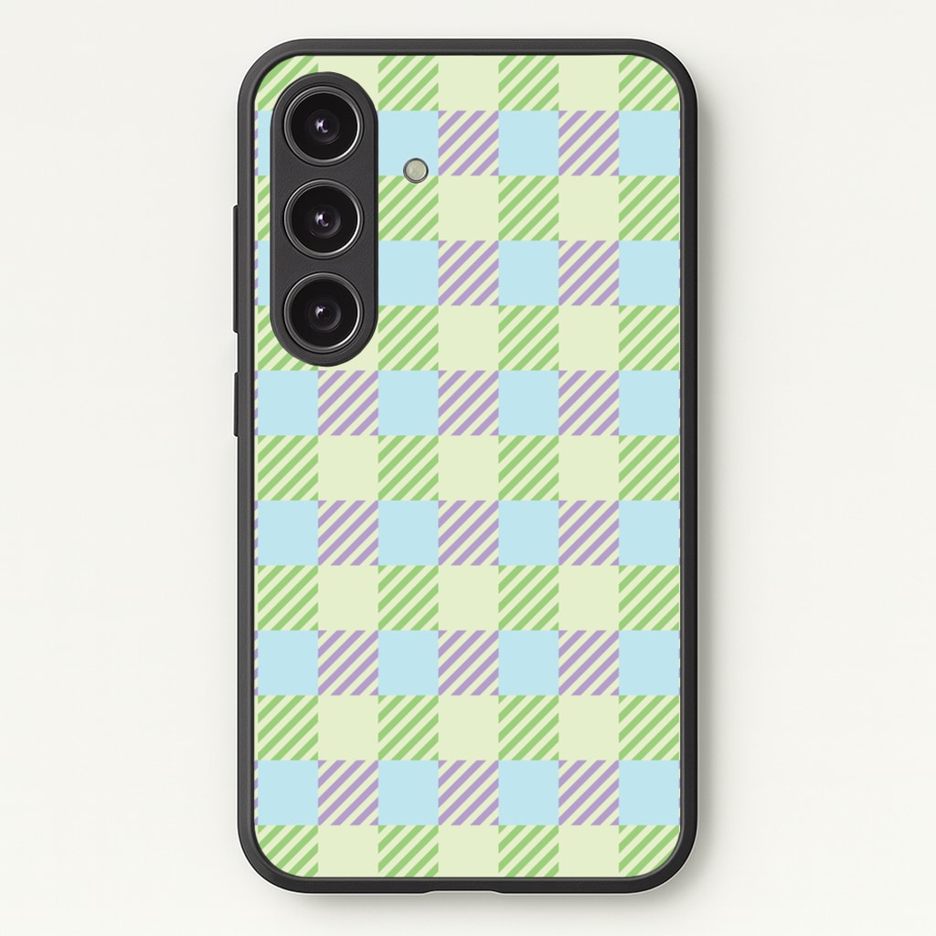 Green And Purple Checkered - Spring Phone Case for Galaxy S24 Plus