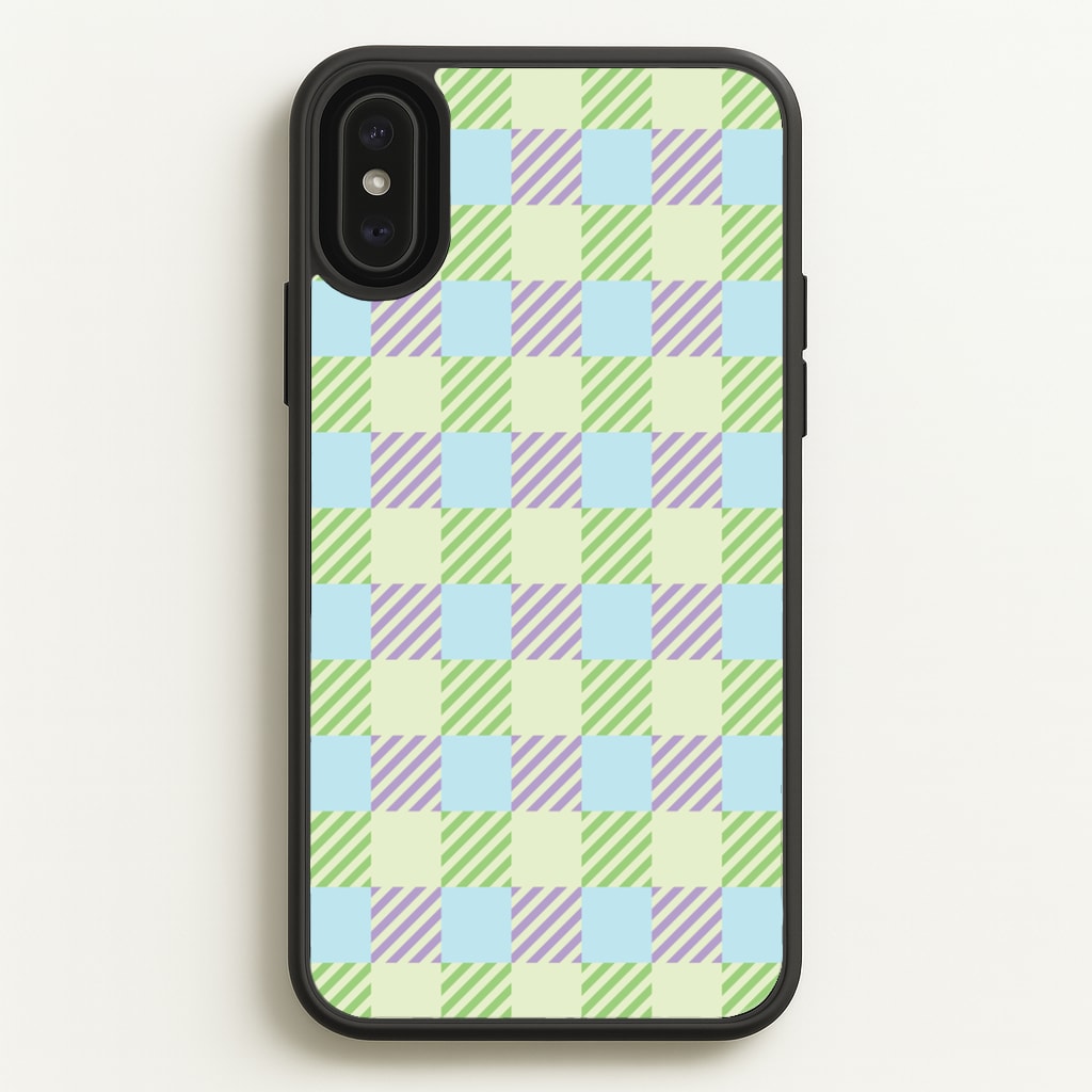 Green And Purple Checkered - Spring Phone Case for iPhone XS Max