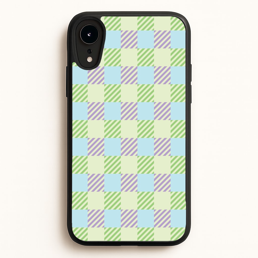 Green And Purple Checkered - Spring Phone Case for iPhone XR