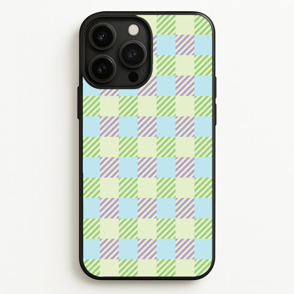 Green And Purple Checkered - Spring Phone Case for iPhone 13 Pro Max