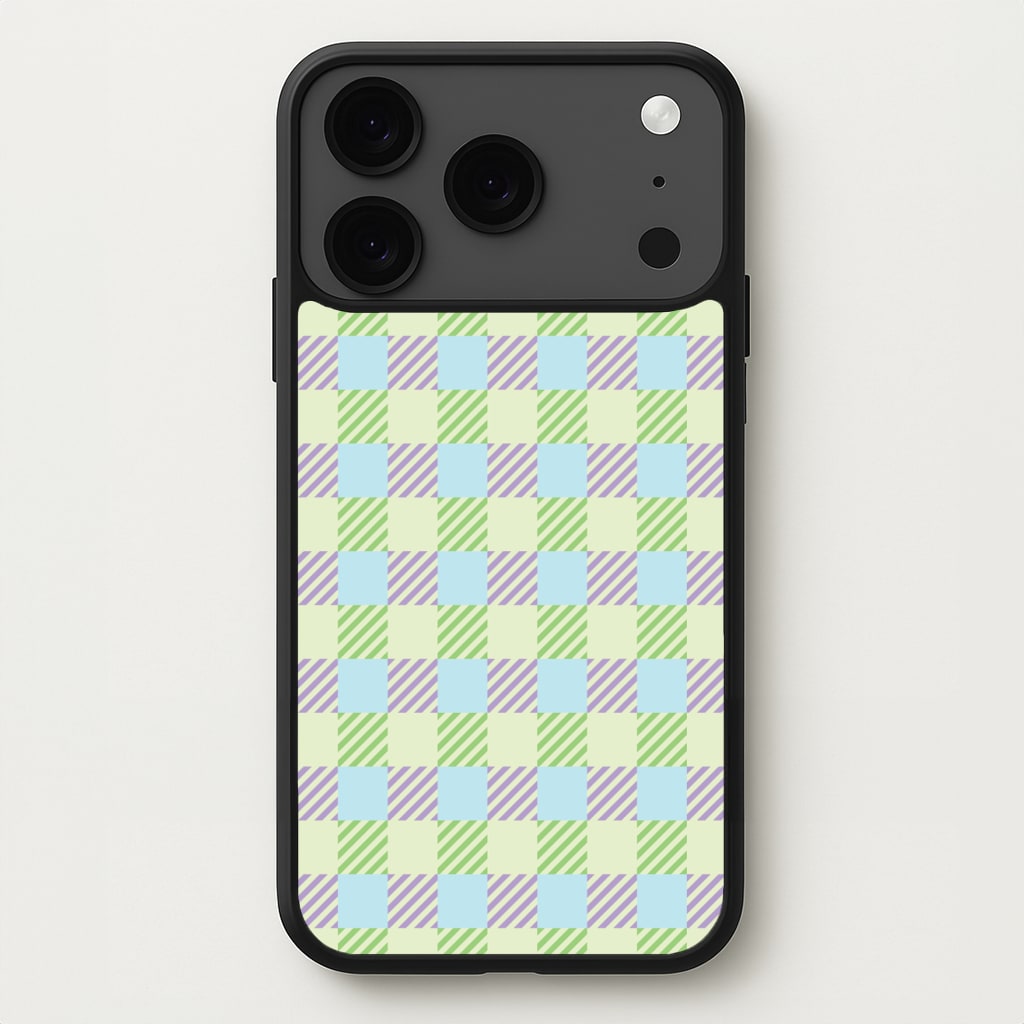 Green And Purple Checkered Phone Case for iPhone 17 Pro Max