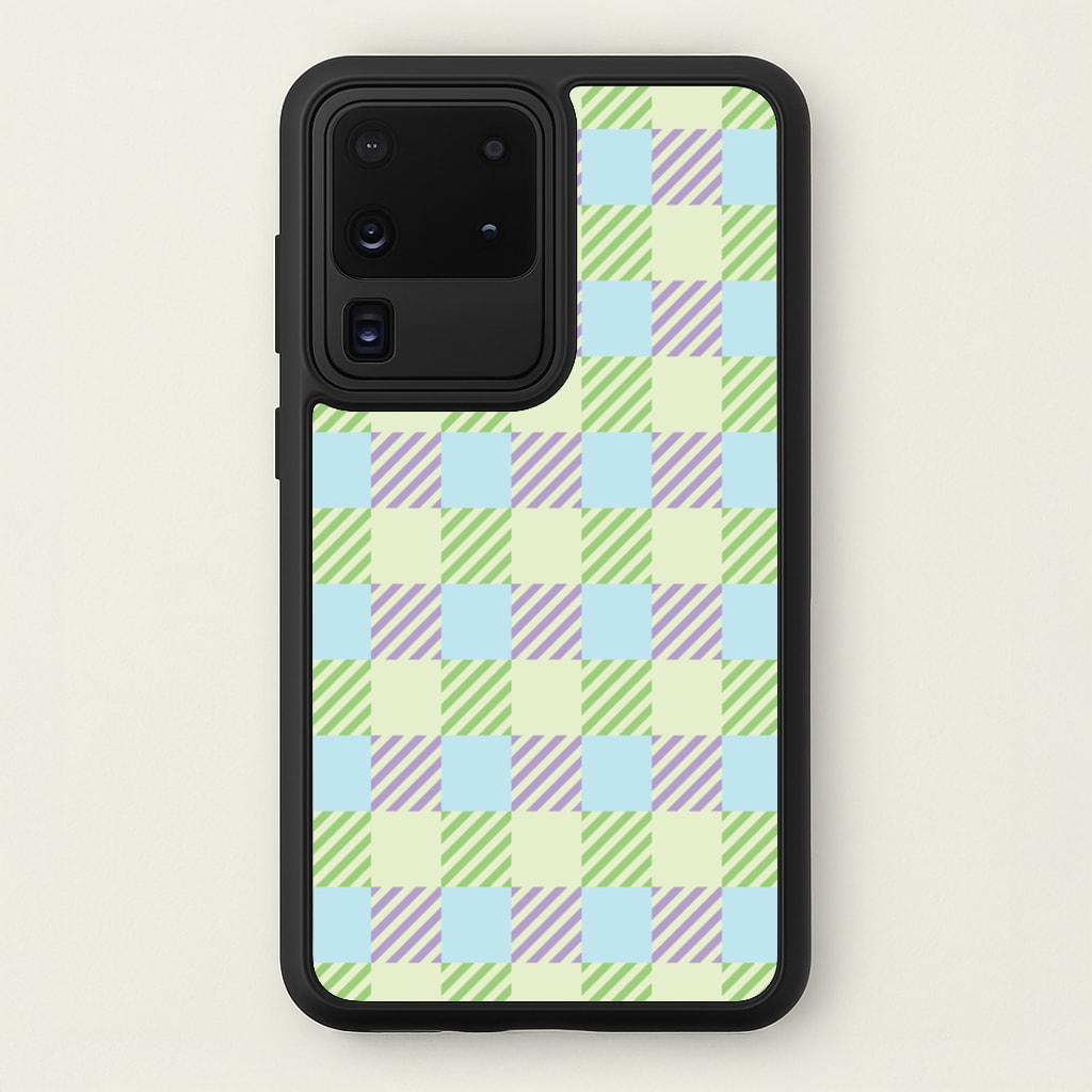 Green And Purple Checkered - Spring Phone Case for Galaxy S20 Ultra