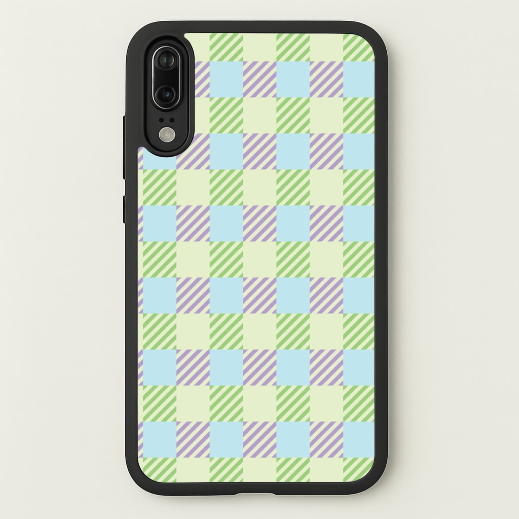 Green And Purple Checkered - Spring Phone Case for Huawei P20