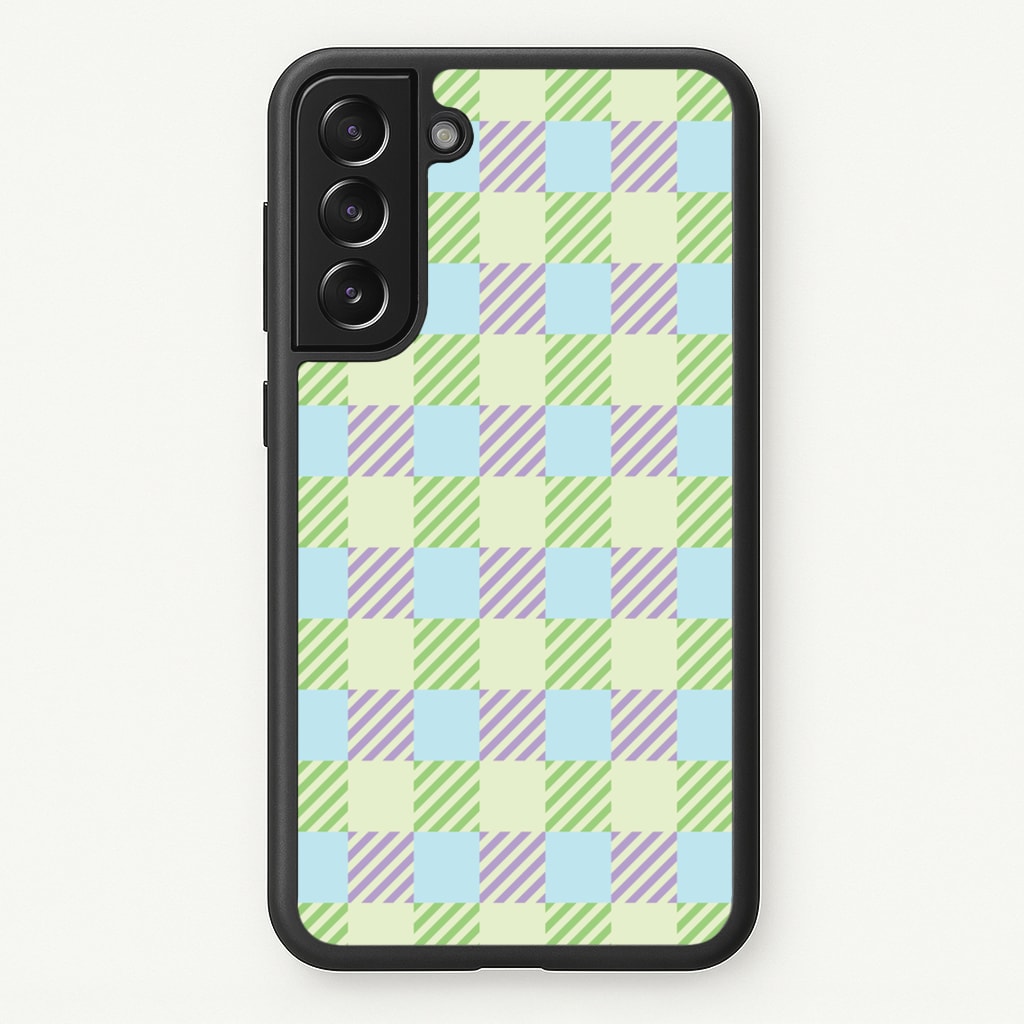 Green And Purple Checkered - Spring Phone Case for Galaxy S21