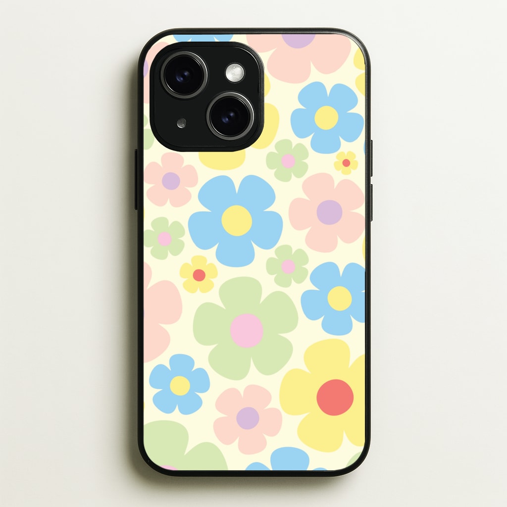 Rainbow Flowers Pattern - Spring Phone Case for iPhone 15