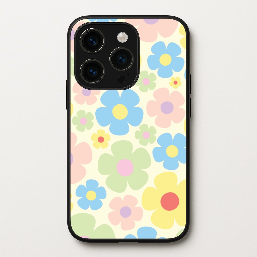 Rainbow Flowers Pattern - Spring Phone Case for iPhone 15 Pro