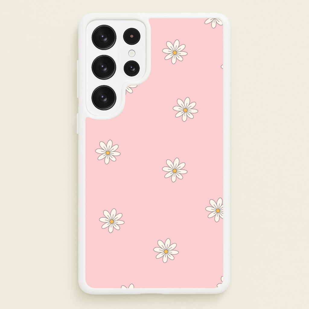 Dusty Pink Daisy Pattern - Spring Phone Case for Galaxy S23 Ultra