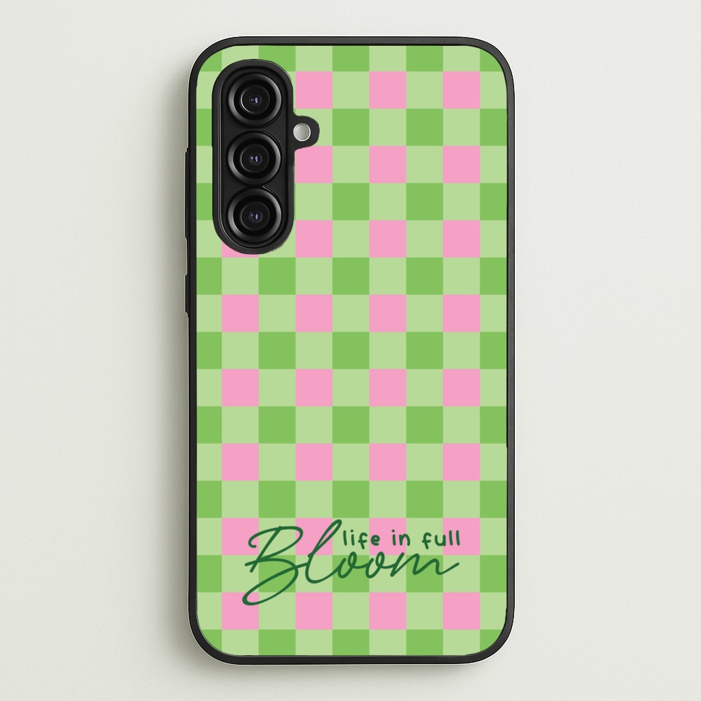 Life In Full Bloom Checkered - Spring Phone Case for Galaxy A16
