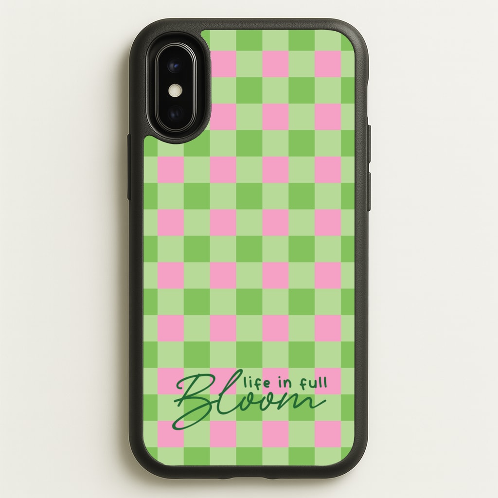 Life In Full Bloom Checkered - Spring Phone Case for iPhone X / XS