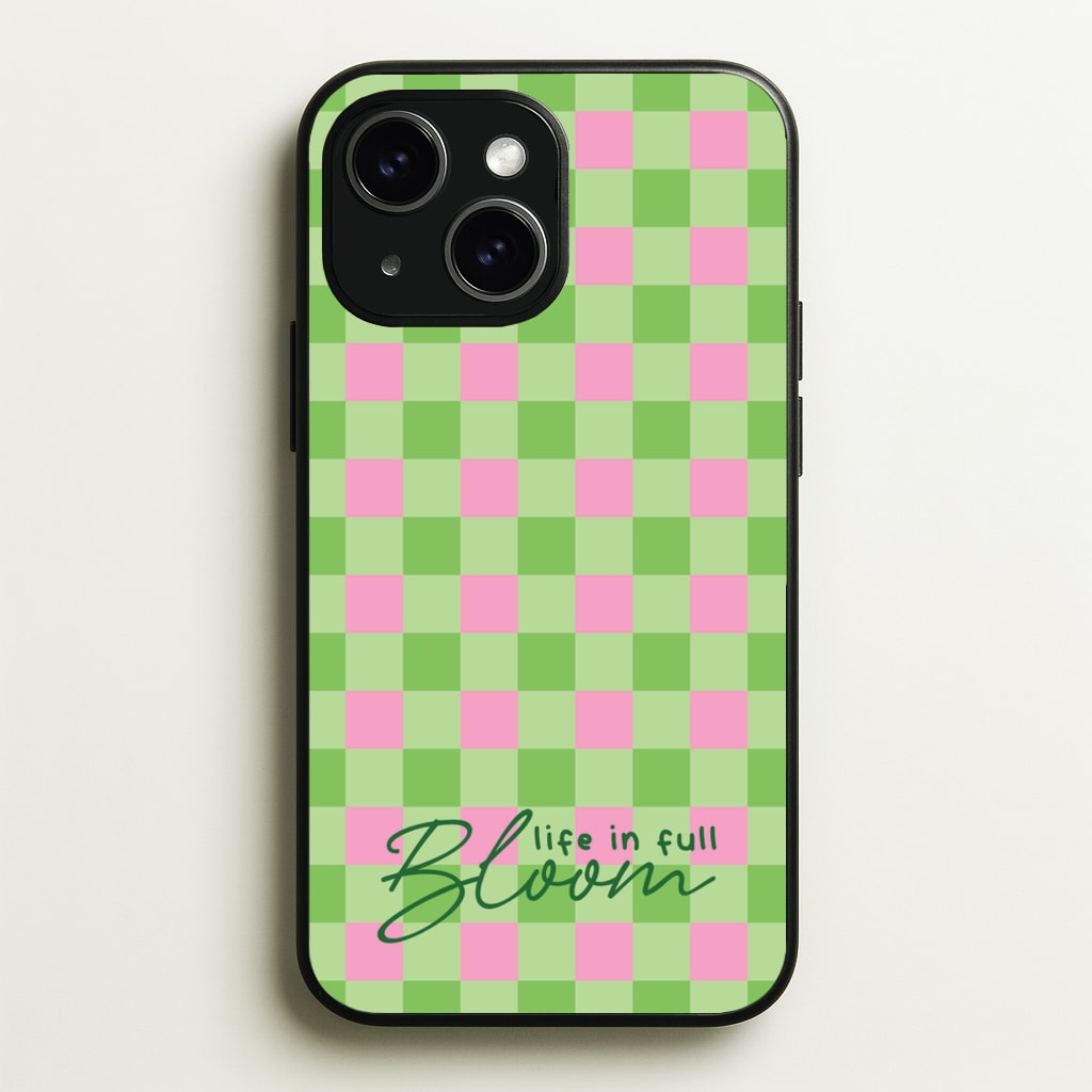 Life In Full Bloom Checkered - Spring Phone Case for iPhone 14