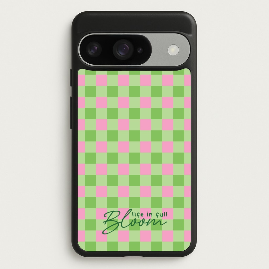 Life In Full Bloom Checkered Phone Case for Google Pixel 10 / 10 Pro